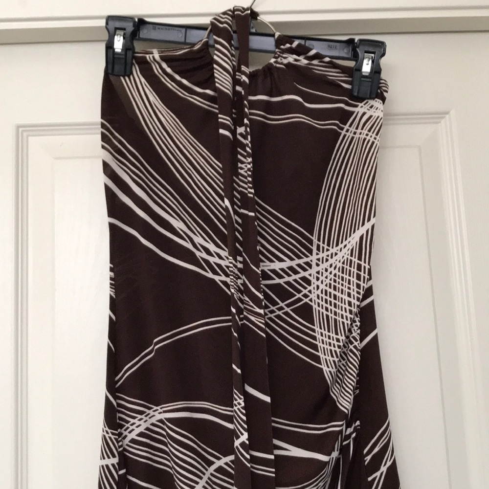 Papaya Brown/White Halter Dress